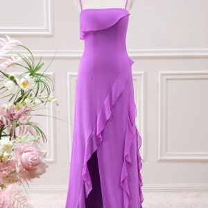 Tahiti Ruffles Sheath Maxi Dress with Slit
