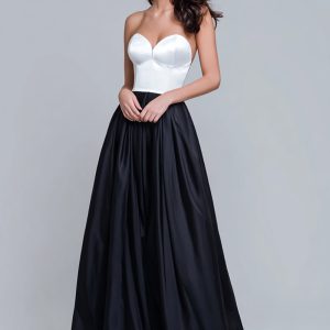 Sweetheart Black and White A-Line Formal Dress
