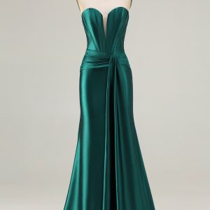 Sweetheart Mermaid Dark Green Corset Prom Dress