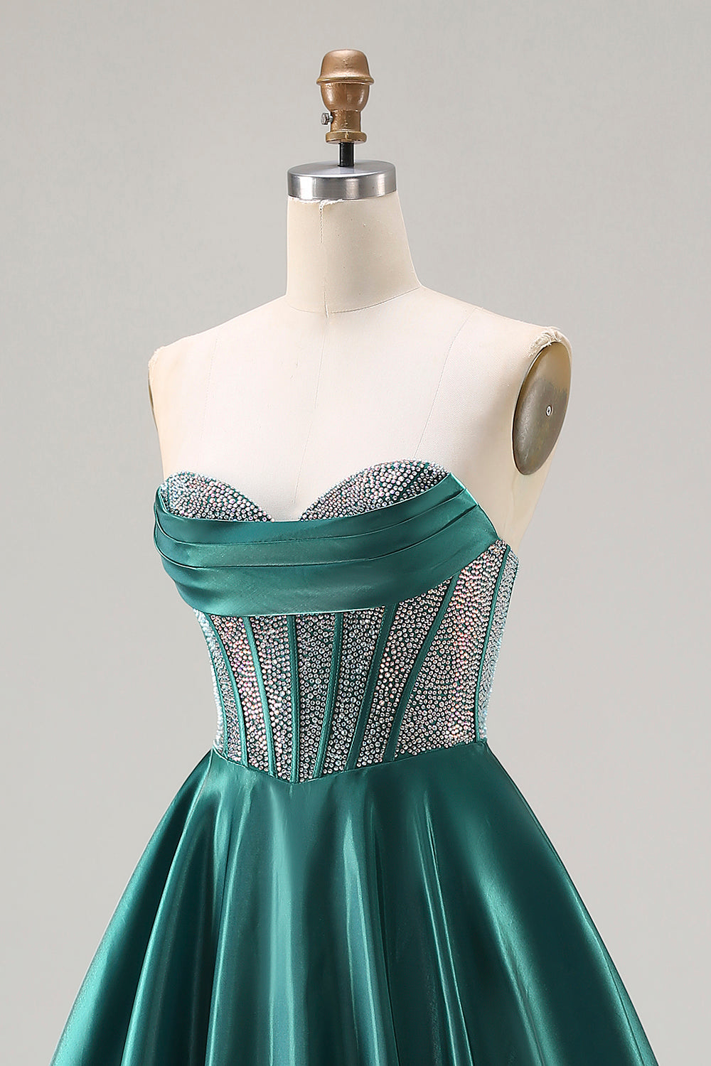 Sweetheart Dark Green Princess Corset Prom Dress With Beading - Image 6