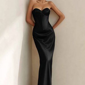 Sweetheart Corset Mermaid Black Tie Dress