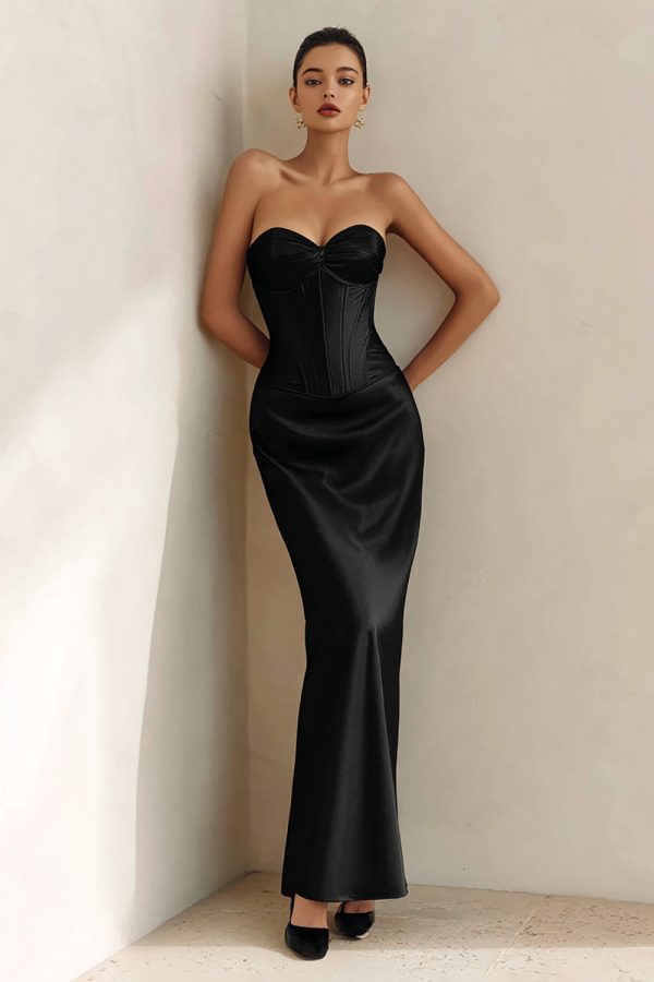 Sweetheart Corset Mermaid Black Tie Dress