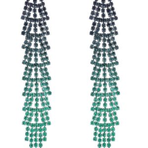 Tassel Gradient Colored Rhinestones Long Earrings