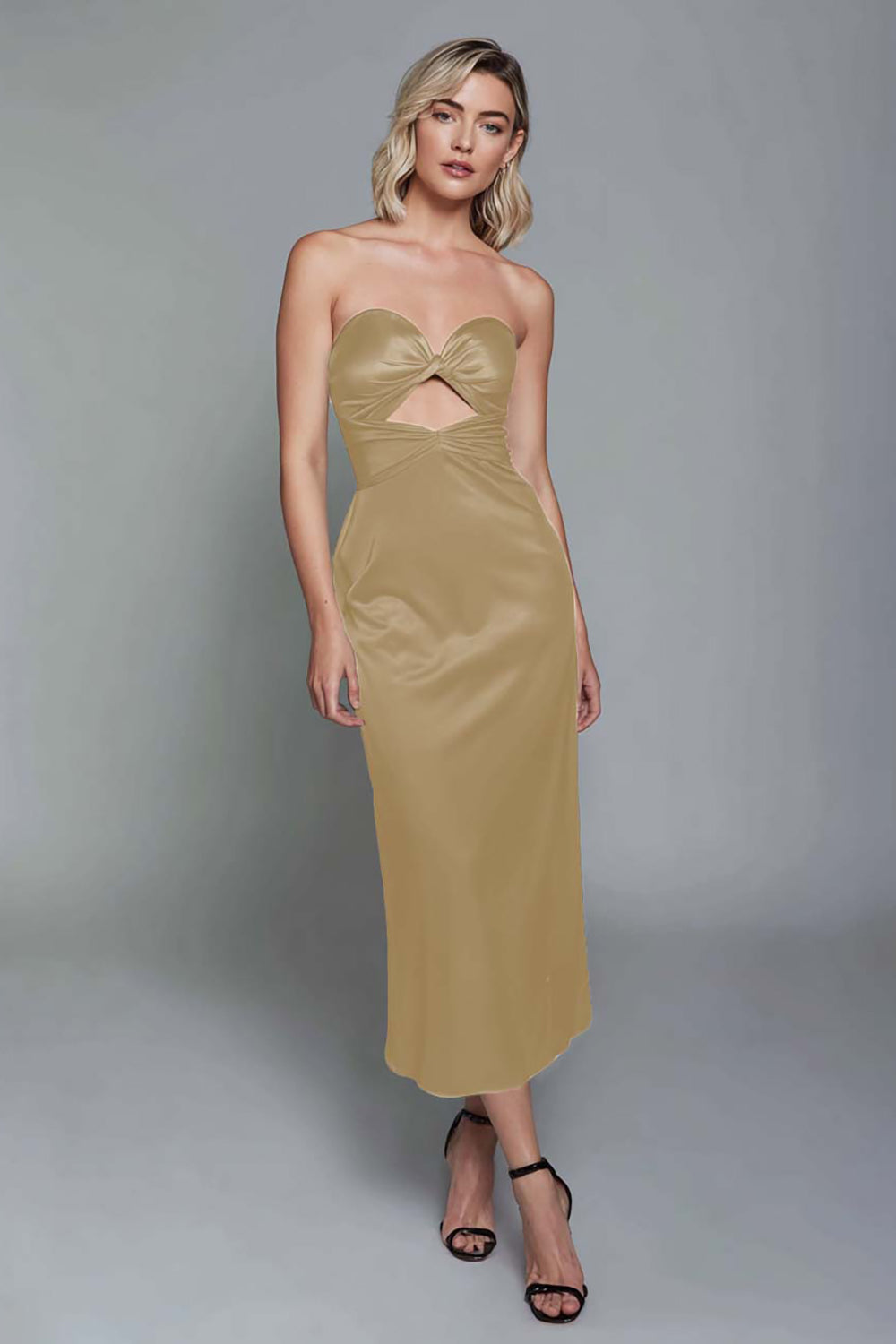 Sweetheart Dark Green Cut Out Sheath Midi Formal Dress - Image 4